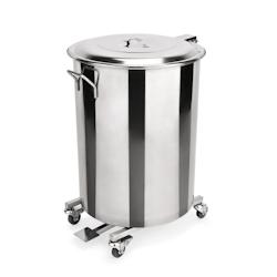 Poubelle à pédale acier sur roues Ø 40cm - WAS Germany - blanc multi-matériau 4453 500_0