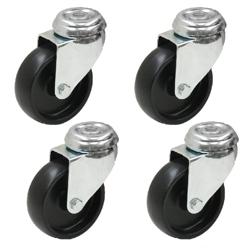 4 - 75mm Nylon noir roulettes pivotantes 3