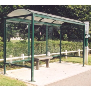 Abri bus Provence - Structure en acier galvanisé - Bardage en verre sécurit - Banquette incluse - 300 x 150 cm_0