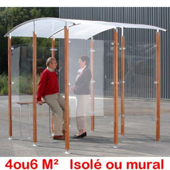 Abri fumeurs mural 4 à 6 m² - 6 m² avec bancs assis-debout - Marque Rolléco_0