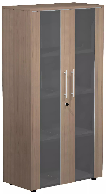 Armoire 2 portes verre fumé à serrure - 3 étagères -  L. 83 P. 43 x H. 158 cm So Flora - Frêne Noir_0