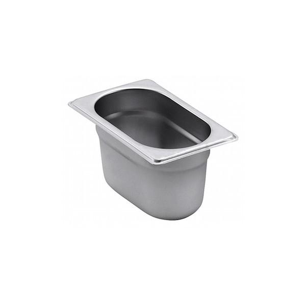Bac GN 1/9 en inox - 176x108 mm - Acier inoxydable type 202 - Empilable et anti-torsion_0