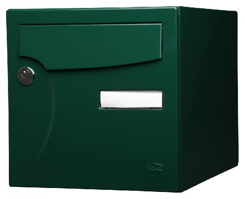 Boîte aux lettres normalisée 1 porte extérieure RENZ - acier vert brillant - anti-vandale - serrure agréée La Poste_0
