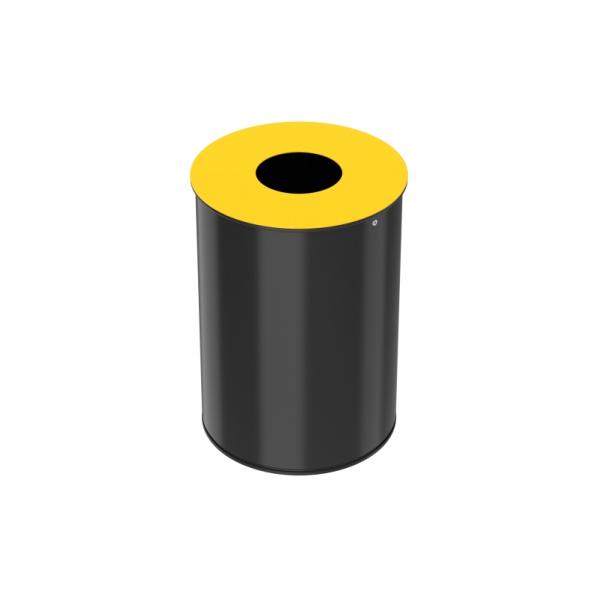 Corbeille de tri sélectif 30 litres - Neotri - Couvercle jaune colza - Structure en acier poudré anti-UV_0