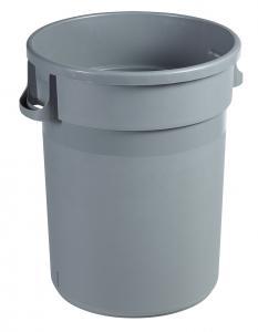 Poubelle publique corps rond 80L - Barella gris - Polypropylène avec poignées intégrées_0