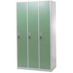 Décoshop26 - Casier avec 3 compartiments avec serrure tôle d'acier laminé vert 180x90x50 cm 04_0007274 - 3000262036561_0