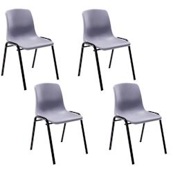 Décoshop26 - Lot de 4 chaises visiteur empilable salle d'attente en plastique gris et métal 10_0003207 - gris 3000251455069_0