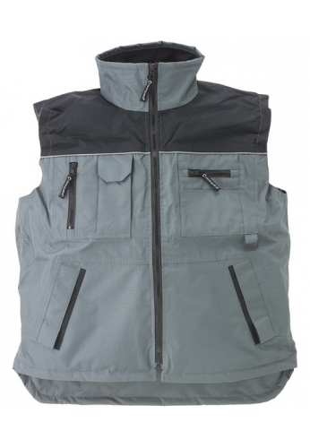 Gilet multipoches RIPSTOP gris - col polaire - bandes rétro réfléchissantes - tailles S à 3XL_0