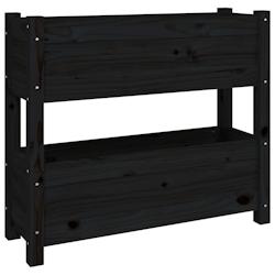 Helloshop26 - Jardinière bac lit surélevé plantes fleurs terrasse jardin 77 x 25 x 66 cm bois massif de pin noir 02_0037853 - 3000217867509_0