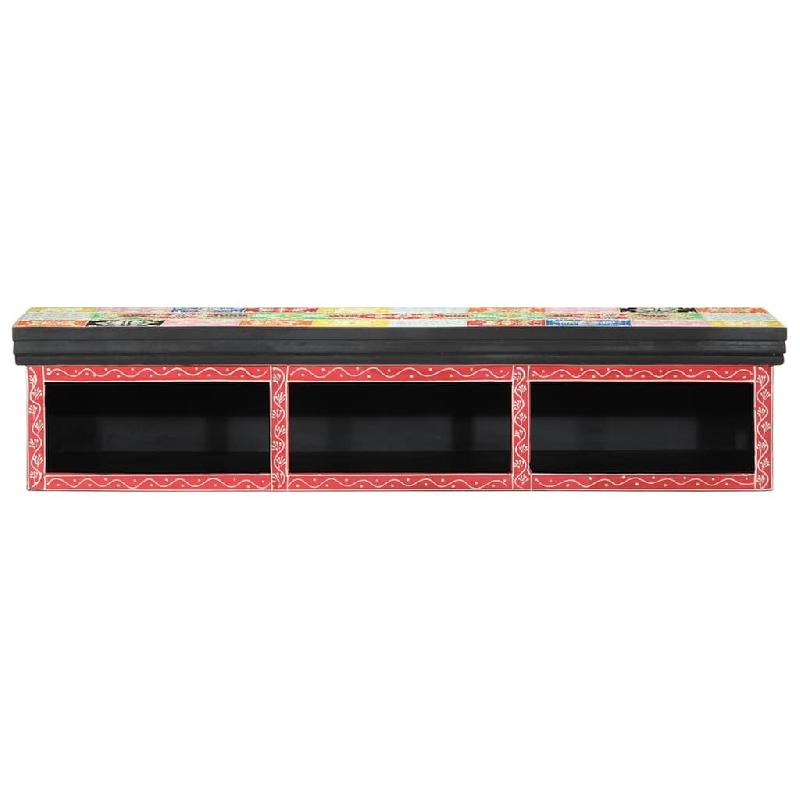 Helloshop26 - Meuble TV design moderne rangement 100 x 30 x 22 cm ambiance cosy en bois aggloméré multicolore 02_0057712 - Bois massif 3000240185656_0