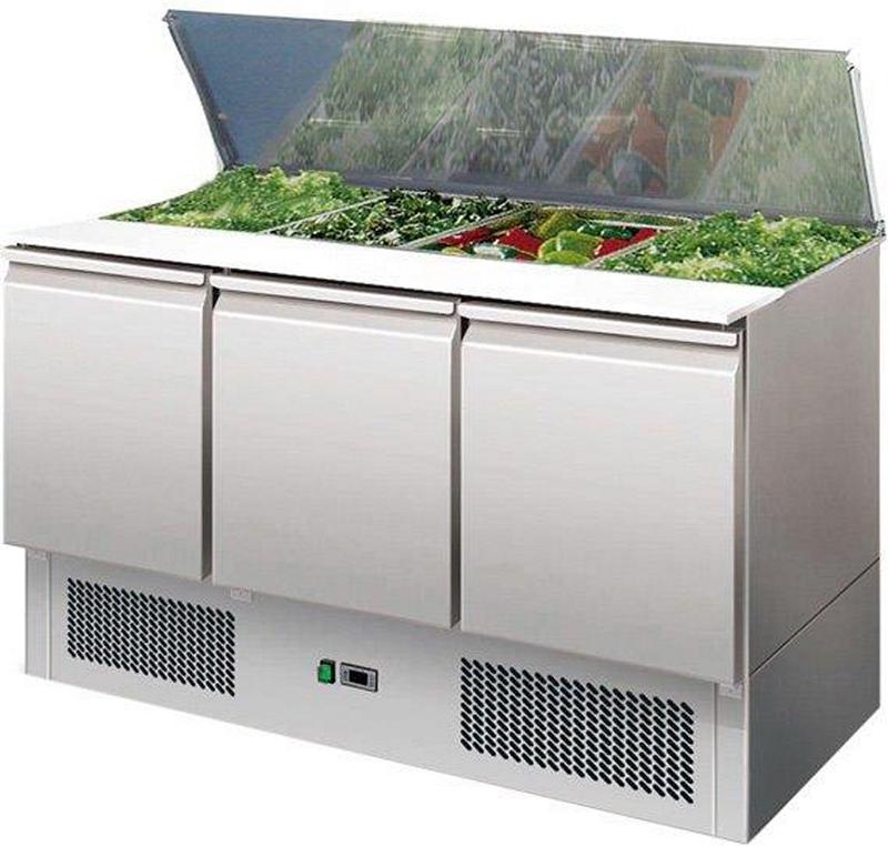 Saladette réfrigérée inox - couvercle télescopique - 3 portes GN 1/1 - +2/+8°C - S903STD_0