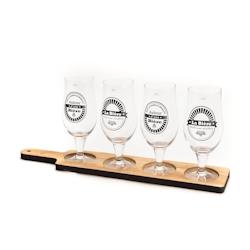 Set de 4 verres et sa planche de service Autour de la bière -  Transparent Autre Verre Amadeus 10x50 cm - transparent verre 3520071849966_0