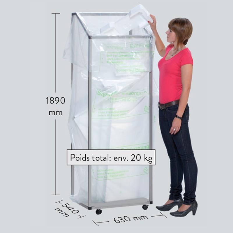 Support avec roues - pour sac poubelle 240L ou 1m3 - structure tubulaire en acier - 3 coloris disponibles_0