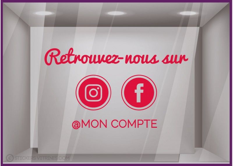 Sv167 - Adhésif pour vitrines - Stickers personnalisables Facebook et Instagram - Dimensions 35 x 19 cm_0
