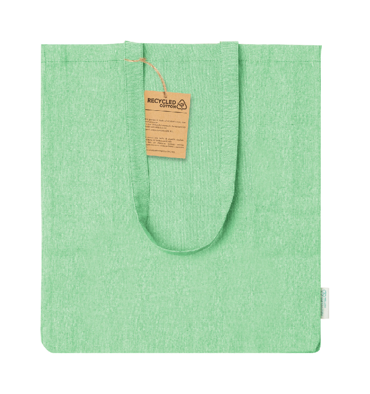 Tote bag en coton recyclé - avec soufflet, anses longues et étiquette distinctive_0