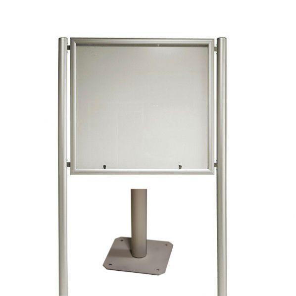 Vitrine extérieure éclairée - cadre anodisé - sur pied à visser - format 9 x A4 - 2 serrures - étanche et antivandalisme_0