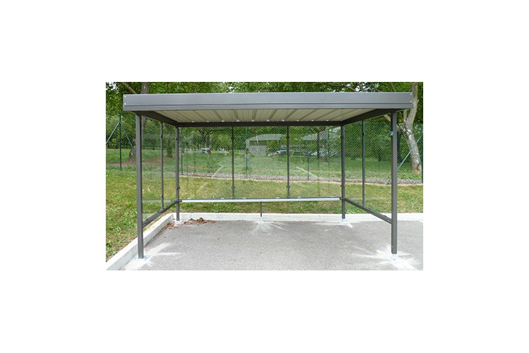Abri vélo semi-ouvert Beaulieu - structure acier galvanisé et bardage en verre sécurit - capacité 9 vélos_0