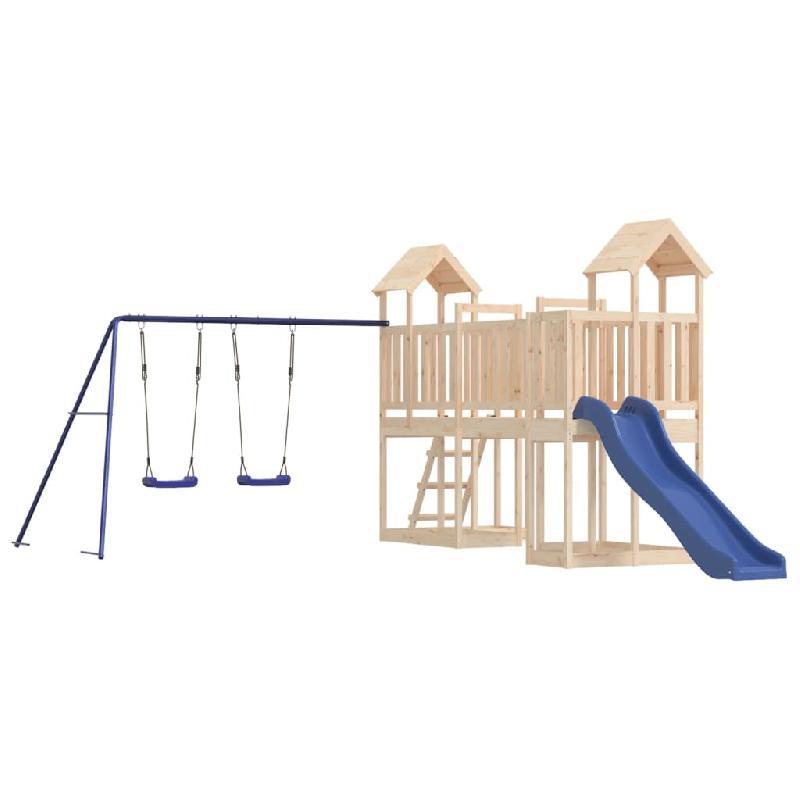 AIRE DE JEUX D\'EXTÉRIEUR BALANÇOIRES TOBOGGAN PORTIQUES ROBUSTE JEUX JARDIN 356 X 589 X 214 CM BOIS DE PIN MASSIF 02_0004808_0