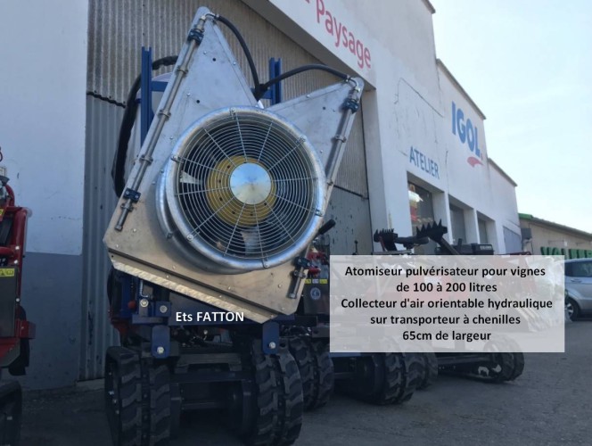 Atomiseur pulvérisateur pour vignes de 100 à 200 litres - Sur transporteur à chenilles 65cm de largeur_0