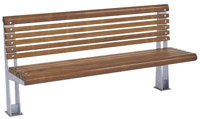 Banc public en bois et acier Colmar - pieds galvanisés à chaud - assise et dossier en 12 lattes 45 mm_0