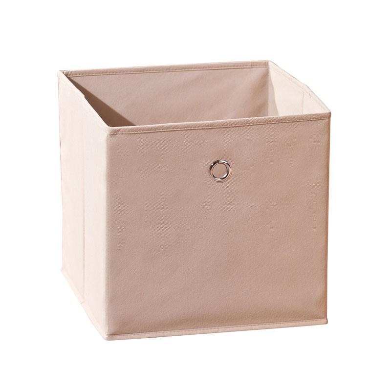 Boîte de rangement pliable beige 32 cm - Paris Prix - pratique et design, avec œillet en métal_0