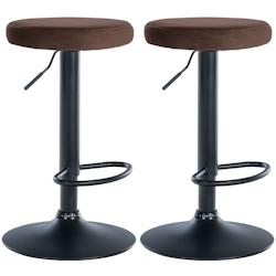 CLP Lot de 2 tabourets de bar Ponte velours Marron/Métal noir mat - marron textile 323470_0
