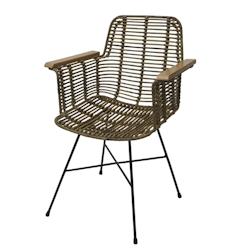 Décoshop26 - Chaise de salle à manger avec accoudoirs en rotin kubu bois et métal 04_0006347 - 3000261720980_0