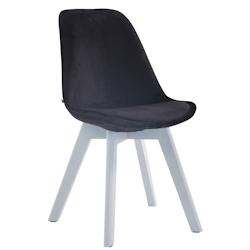 Décoshop26 - Chaise de salle à manger x1  design scandinave en velours noir et piètement à 4 pieds en bois blanc 10_0003293 - blanc 3000251504705_0
