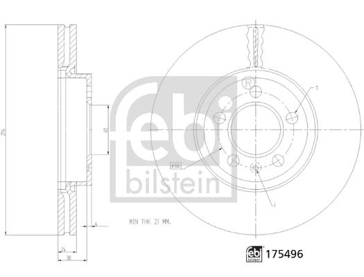 Disque de frein ventilé intérieur FEBI BILSTEIN 175496 - côté avant - boîte de 1 disque_0