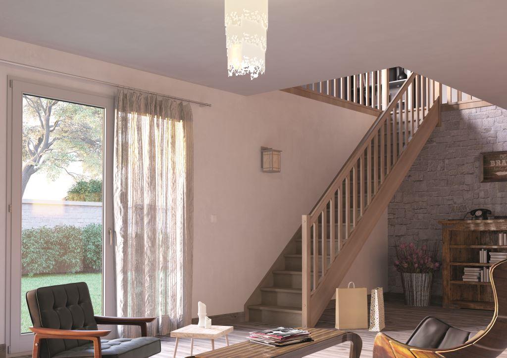 Escalier droit style à la française - 2 limons traditionnels en bois - Gamme sur mesure_0