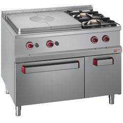 Fourneau Optima 700 - plaque coup de feu, 2 feux vifs, four gaz GN 2/1, armoire GN 1/1 - G77/T2BFA11-S_0