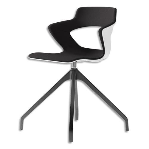 Chaise pyra polyvalente coque en polypropylène noir, assises en tissu noir, pied pyramide en métal noir_0