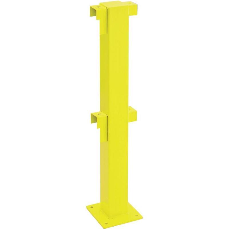 Poteau fixe central - jaune - avec platine 200x200x10 mm - Rambarde pare-chocs Morion - 1000x100x100 mm - finition galva et peinture_0