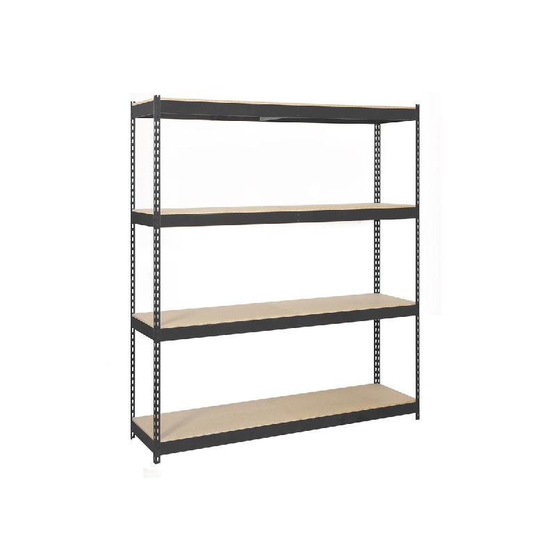 SimonRack Rayonnage industriel, 2000x1200x450 mm, 400 kg au point de flexion, 4 étagères bois, rayonnage garage, Anthracite/Bois- Ecoforte - noir m�_0