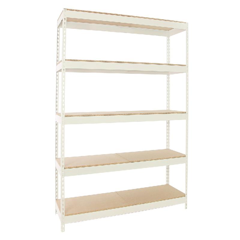SimonRack Rayonnage industriel, 2000x1200x750 mm, 400 kg au point de flexion, 5 étagères bois, rayonnage garage, Blanc/Bois- Ecoforte - blanc métal_0