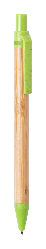 Stylo bille en bambou - pièces en plastique écologique en paille de blé - encre bleue_0