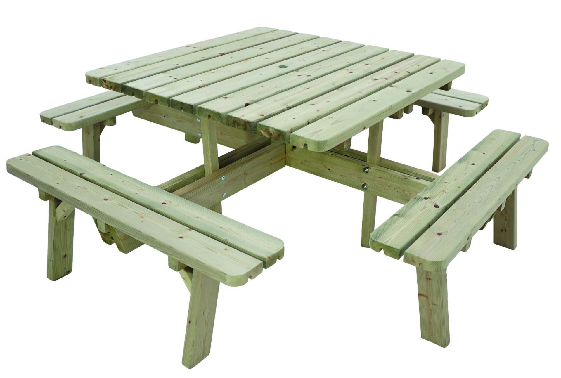 Table pique-nique 8 places sans dossier - Sapin du nord Classe IV - 42mm - 112 Kg - Traité écologiquement Tanalith_0