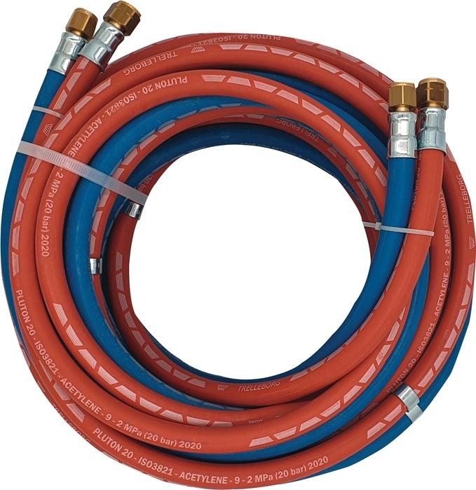 Tuyau de gaz autogène longueur 10 m D. Intérieur 6/9 mm épaisseur du mur 5/3,5 mm bleu/rouge_0