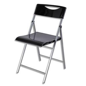 Alba chaise d'accueil pliante smile en acier et revêtement en polypropylène noir, 4 pieds_0