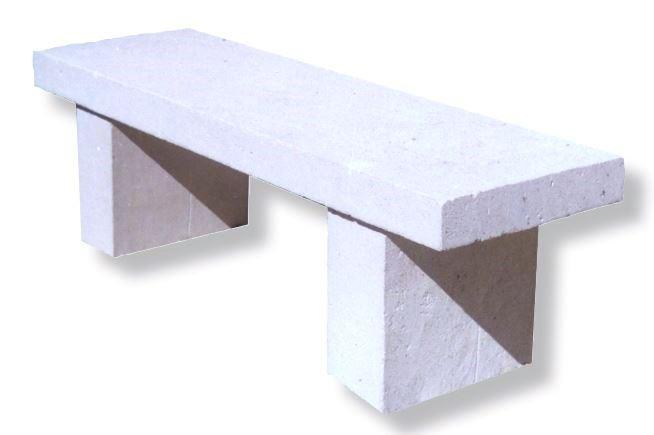 BANQUETTE URBAINE RUSTIQUE EN PIERRE RECONSTITUÉE - 130 cm x 40 cm - Résiste au gel_0