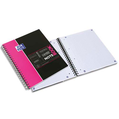 CAHIER OXFORD NOTEBOOK - SPIRALE - COUVERTURE POLYPRO - 160 PAGES - 5X5 - 23X29,7 CM - COLORIS ASSORTIS - LOT DE 5