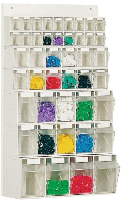 Casier transparent H960xl600xP185 mm 18 x A, 12 x B, 10 x C, 4 x D plastique blanc LOCKWEILER_0