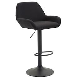 CLP Tabouret de bar Braga tissu avec pied en métal Noir /Noir - noir textile 102017701_0