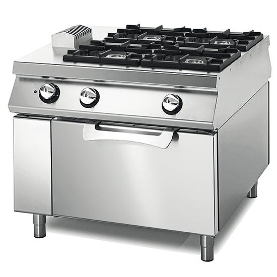 Cuisinière à gaz professionnelle avec 4 brûleurs de 5.5 à 7.5kw sur four électrique statique - VS110100CFGE_0