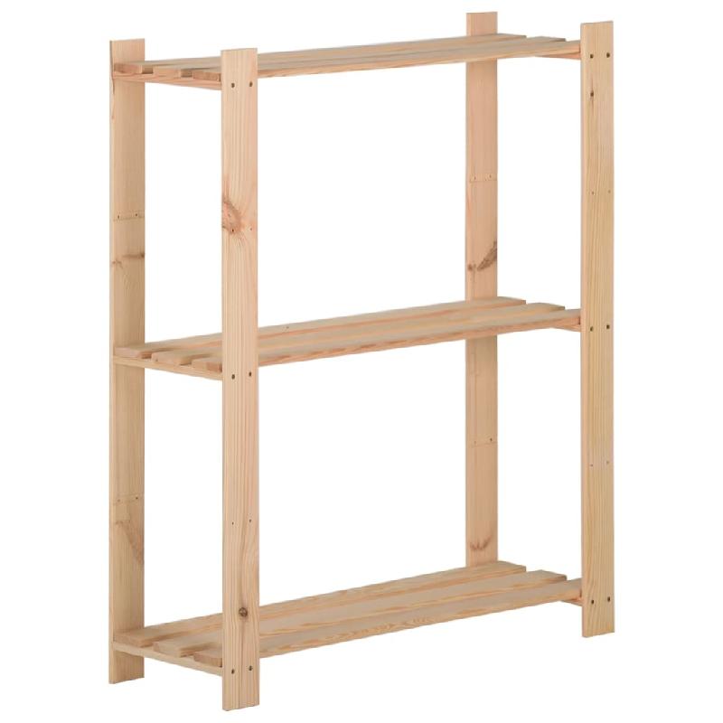 Étagère de stockage 3 niveaux 60 x 28,5 x 90 cm - Bois de pin massif avec kit anti-basculement 02_0000653_0