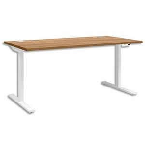 Gautier office bureau pied i ajustable en hauteur et électrique yes merisier l160 x h70/120 x p80 cm_0