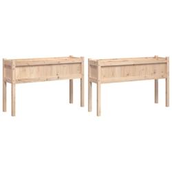 Helloshop26 - Jardinière bac lit surélevé plantes fleurs jardin terrasses lot de 2 avec pieds bois de pin massif marron 02_0039020 - 3000217973170_0