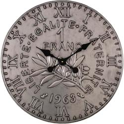 Horloge en fer pièce de monnaie 60 cm 1 franc - Argent Antic Line Créations - gris 3701345005664_0
