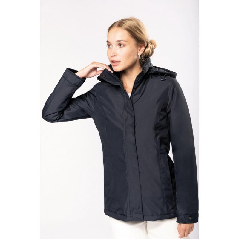 K6108 - Parka femme - extérieure en polyester Oxford, intérieure matelassée avec capuche amovible et col doublé polaire_0