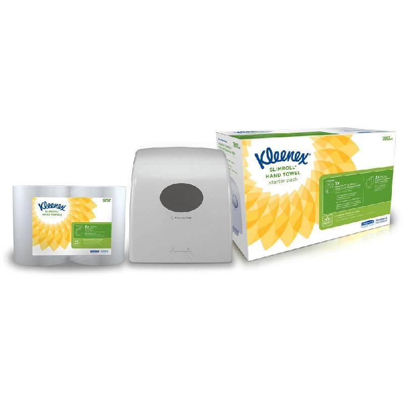 KLEENEX® DISTRIBUTEUR DE SERVIETTES EN PAPIER AVEC 2 ROULEAUX DE PAPIER BLANC